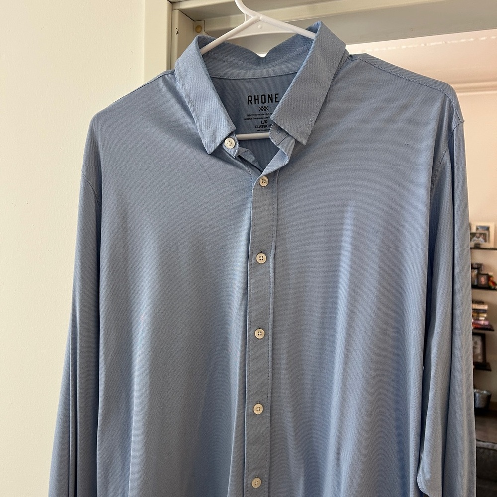 Rhone Men's Casual Light Blue Button Down Shirt